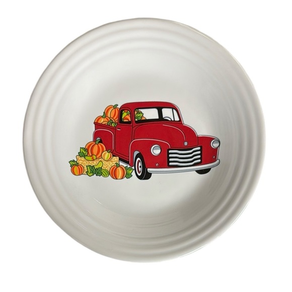 NWT Fiestaware Red Truck Harvest 9” Luncheon Plate Exclusive Rare - Picture 1 of 5